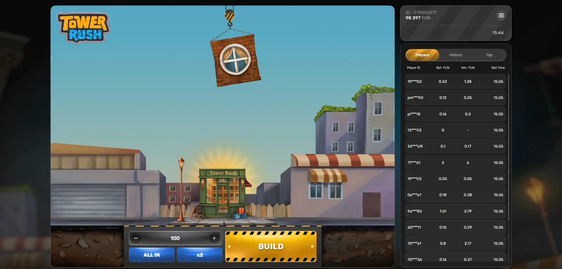 لعبة tower rush 1xbet من Galaxsys - بناء البرج وتحقيق الأرباح